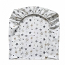 Husa saltea patuț bebe copii din bumbac 120 x 60 cm, Stelute bej (5)